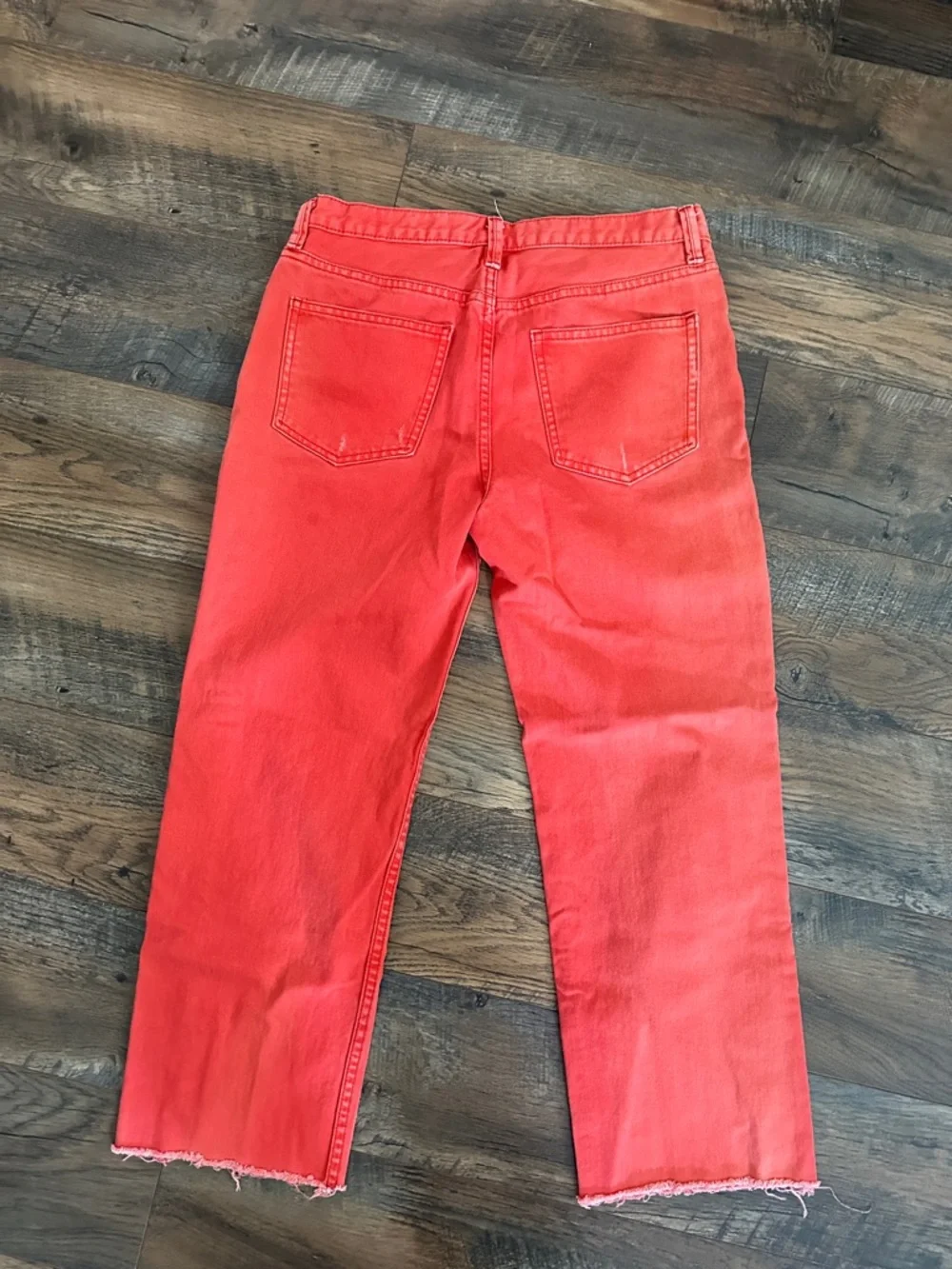 We The Free Straight Button-Fly Jeans in Red-Orange - Picture 5 of 7